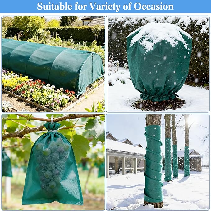 Plant Covers Freeze Protection 10 x 50 FT, 1.5oz/yd² Thick Non-Woven Frost Cloth Blanket for Outdoor Plants, Reusable Floating Row Cover for Winter Vegetables Plants Raised Garden Bed