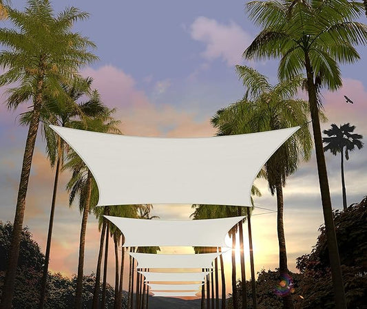 Amgo Custom Size 16' x 17' White Rectangle Square Sun Shade Sail UPF50+ AGTAPR1620, Order to Make Canopy Awning, 95% UV Blockage, Water & Air Permeable, Commercial and Residential (We Customize)