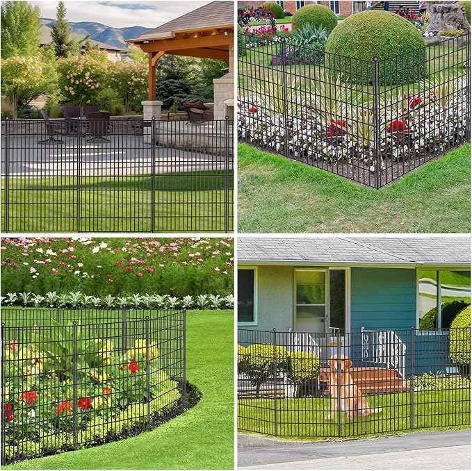 15 Panels No Dig Garden Fence with Gate, 40 in(H) X 36.3 ft(L) Metal Fence Panels, Thickened Rustproof Garden Fencing, Animal Barrier Fence for for Dogs, Rabbits, Landscape, Patio