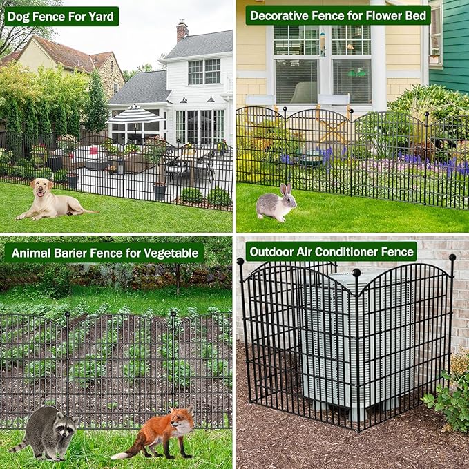 Decorative Garden Fence, 5 Panels - 32 in (H) x 11.8 ft (L) No Dig Dog Fence Outdoor for Yard, Rustproof Tall Garden Fencecing Panels, Animal Barrier Suitable for Yard Border, Patio, and Outdoor Use