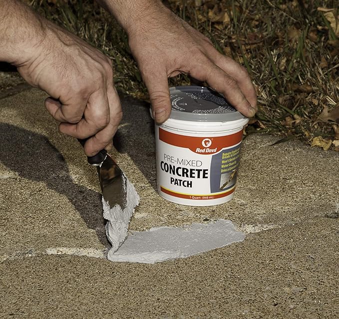 Red Devil 0645 Concrete Repair Patch, Cement Crack Filler, Pre-Mixed, 5.5 Oz. Squeeze Tube, Pack of 12, Gray, 12 Pack, Made in USA