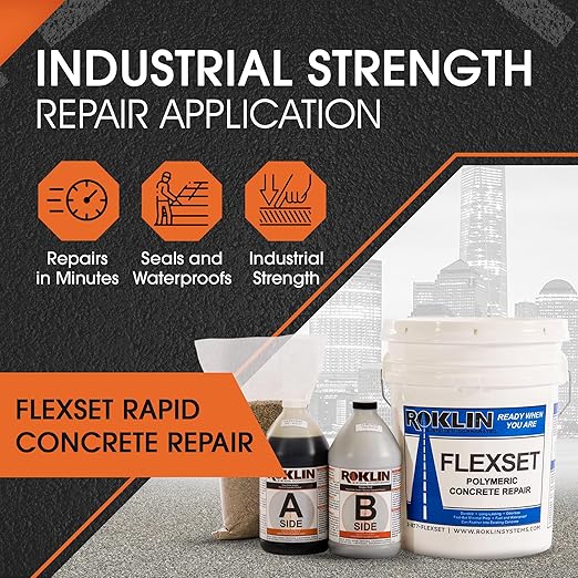 Roklin Systems Inc. FlexSet Rapid Concrete Repair (Gray, 5 Gallon Kit)