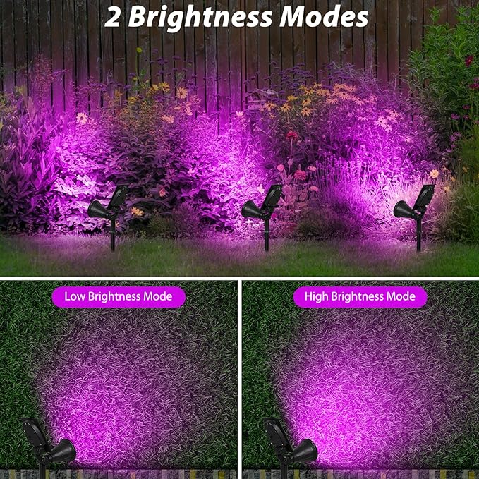 T-SUN LED Solar Spotlights, Waterproof Outdoor Security Landscape Lights, Auto ON/Off Solar Lights 180 Angle Adjustable for Tree, Patio, Yard, Garden, Driveway, Stairs, Pool Area(Purple-4 Pack)
