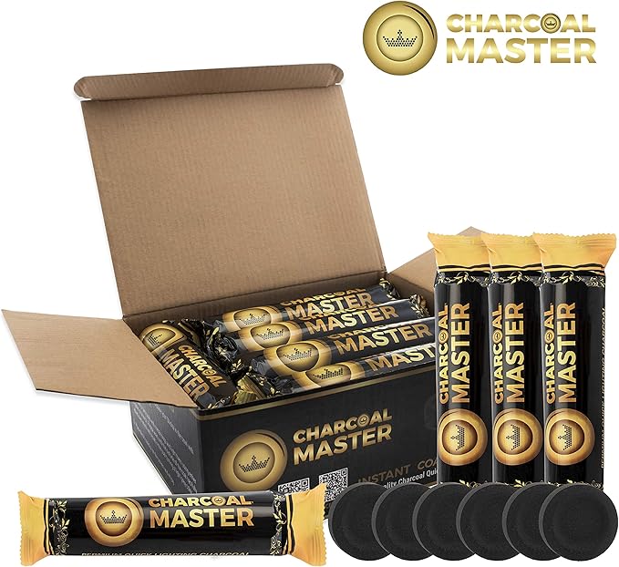 Coal Instant Light – Incense Instant Coal Disks – Coal Tablets – Charcoal Disks – Set of 10 Coal Rolls – 40 mm Quick Light Charcoal Briquettes – Natural Coal Disks – Slow Burn and Low Smoke (600)