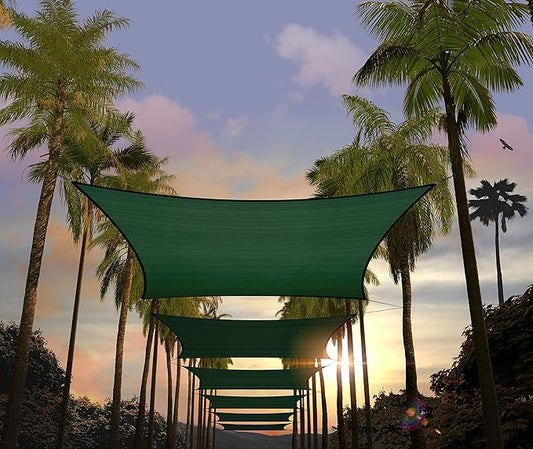 Amgo Custom Size 9' x 21' Green Rectangle Square Sun Shade Sail UPF50+ AGTAPR1620, Order to Make Canopy Awning, 95% UV Blockage, Water & Air Permeable, Commercial and Residential (We Customize)