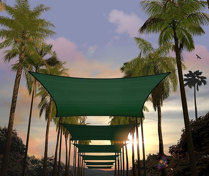 Amgo Custom Size 21' x 23' Green Rectangle Square Sun Shade Sail UPF50+ AGTAPR1620, Order to Make Canopy Awning, 95% UV Blockage, Water & Air Permeable, Commercial and Residential (We Customize)