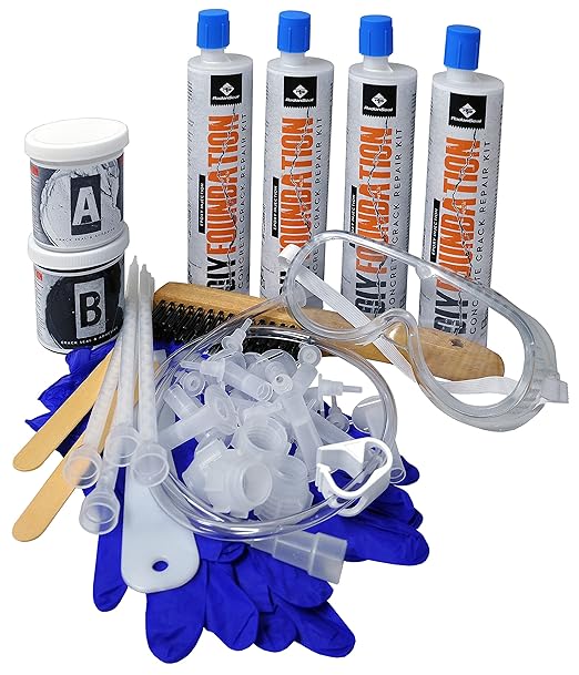 RadonSeal Epoxy Concrete Foundation Crack Repair Kit (10-Ft) - Waterproof & Structurally Stabilize Cracks in Basement, Retaining, Sea Walls - Permanently Repairs & Prevents Movement