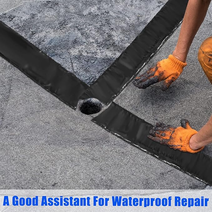 Fabbay 2 Rolls Asphalt Crack Filler Tape Asphalt Tape for Driveway Repair Joint and Crack Sealer for Tarmac Parking Lot Roof Cement Road, 50 Feet Each Roll (2 Inch)