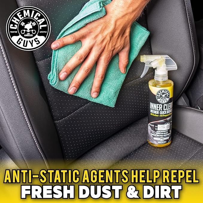 Chemical Guys InnerClean Interior Detailer with Pineapple Scent, Cleaner and Protectant for Dashboards, Doors, Seats and Surfaces, Non Greasy Interior Car Cleaner for Trucks, SUVs, RVs & Home, 16 oz