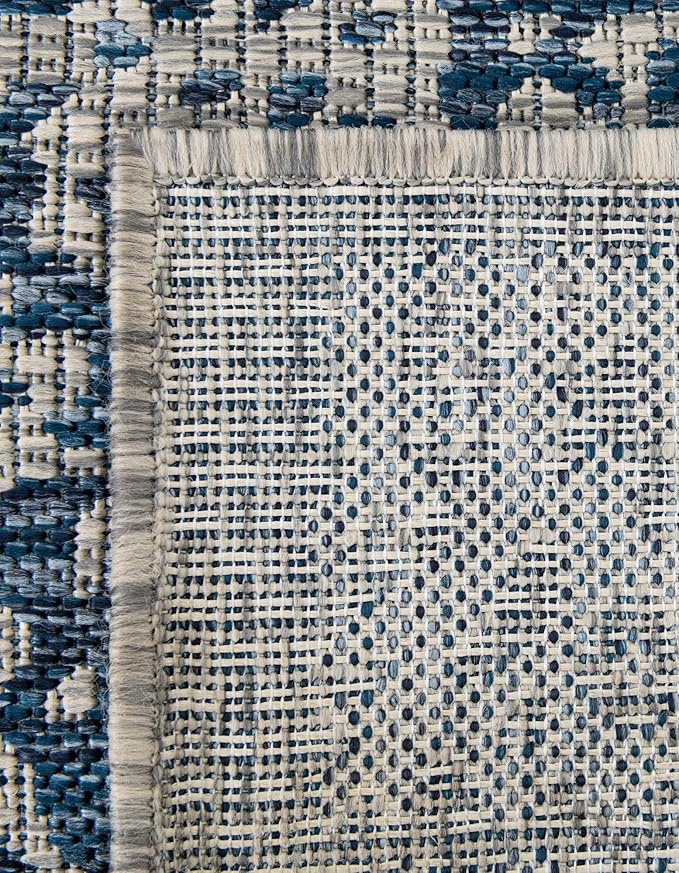 Unique Loom Outdoor Traditional Collection Area Rug - Timeworn (5' 3" Octagon, Blue/ Gray)