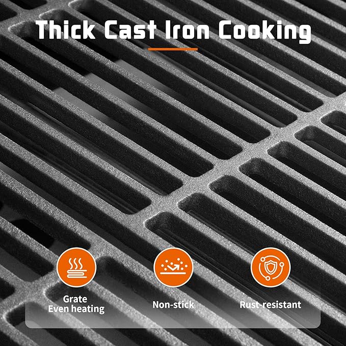 SKOK 5 Burner BBQ Grill with Infrared Side and Rear Burners, Gas Grill with Cast Iron Grates, Outdoor Barbecue Grill 72,000 BTU Output