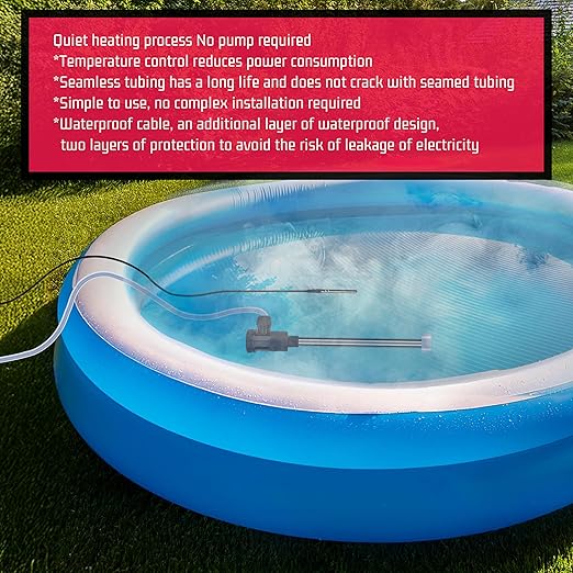 1500W Immersion Electric Submersible Water Heater with Temp Control & GFCI – Portable Heater for Inflatable Pool, Swimming Pool, Above-Ground Pool, spa, Hot Tub Baptistry & baptismal Pool