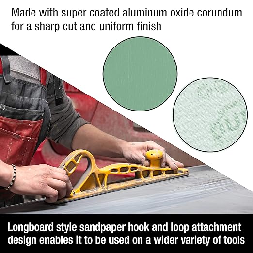 Dura-Gold Premium - 2000 Grit Green Film - Hook & Loop Backing Longboard Continuous Sandpaper Roll, 2-3/4" Wide, 12 Yards Long - For Automotive Detailing, Fine Color Sanding, Long Board Sander Blocks