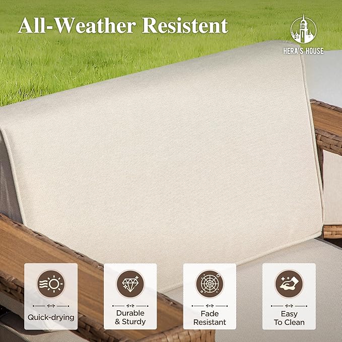 HERA'S HOUSE 4 Pieces Patio Furniture Set, Sectional Outdoor Rattan Wicker Sofa, All Weather Patio Conversation Set with 5.3" Widened Armrest, 10" Ultra Thick Comfy Sponge Cushion, Patio Couch