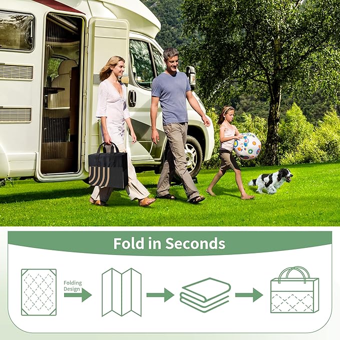 GENIMO Outdoor Rug 8' x 10' Waterproof for Patio Clearance, Reversible Lightweight Plastic Straw Camping Carpet, Large Area Rugs Mats for Rv, Backyard, Deck, Porch, Picnic, Balcony, Mix-Black & Brown