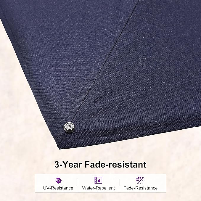 PURPLE LEAF 9' X 12' Right-left Tilt Patio Umbrella Swivel White Cantilever Umbrella with Tilt Aluminum Outdoor Umbrella with 360° Rotation for Deck Pool Garden, Navy Blue