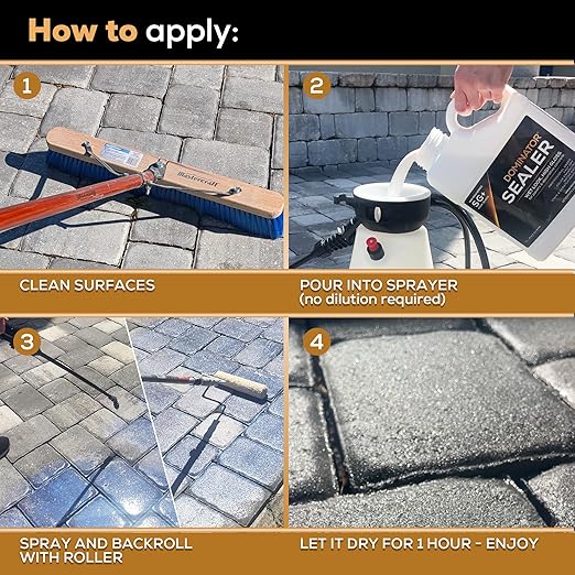 1 Gal. DOMINATOR SG+ Clear Acrylic Sealer | High Gloss Concrete Paver Sealer | Wet Look, Color Enhancing | Professional Grade | Decorative Concrete | Fast Dry | Driveway, Patio and Walkways