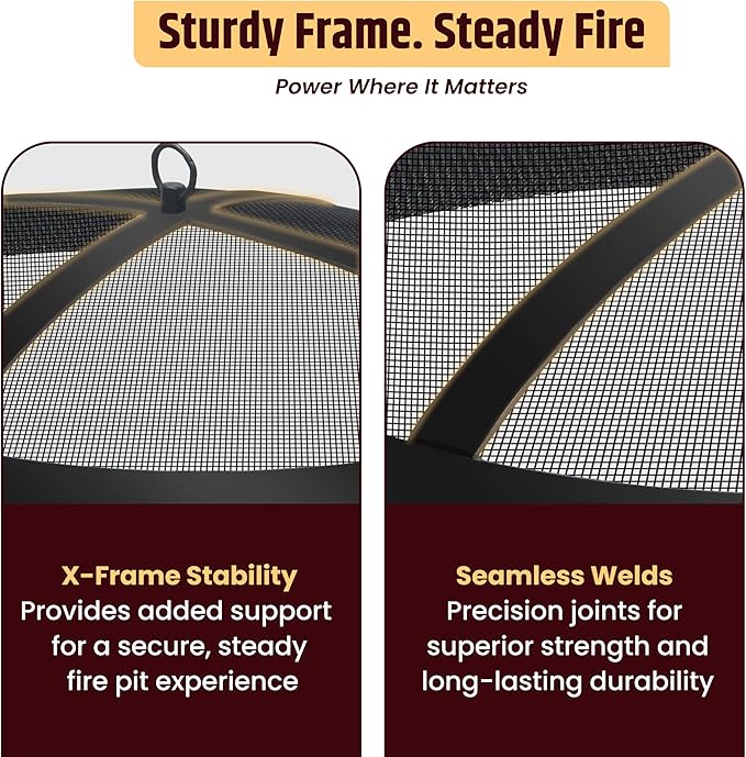 FEBTECH - 2 in 1 Smokeless Firepit Accessory Combo - 18" Spark Screen, 22" Rolling Trolley Stand for 19.5" Fire Pits - Smokeless Firepit Accessories for Camping, Patio, Backyard