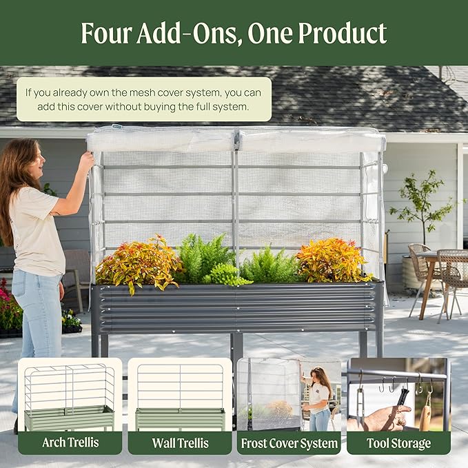 Frost Cover for 2' x 8' Elevated Garden Bed - V Series, Winter Freeze Protection Covers for Plants, Greenhouse Cover for Extending Growing Season, Without Frame, Garden Bed Not Included