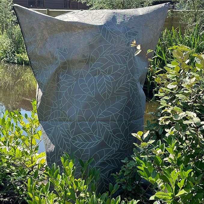Plant Covers Freeze Protection 47"x71" in 4 Pack | Brown Winter Frost Blankets for Outdoor Plants | Reusable Garden Cover Bags with Zipper Drawstring | Cold Weather Shrub Protection Cloth
