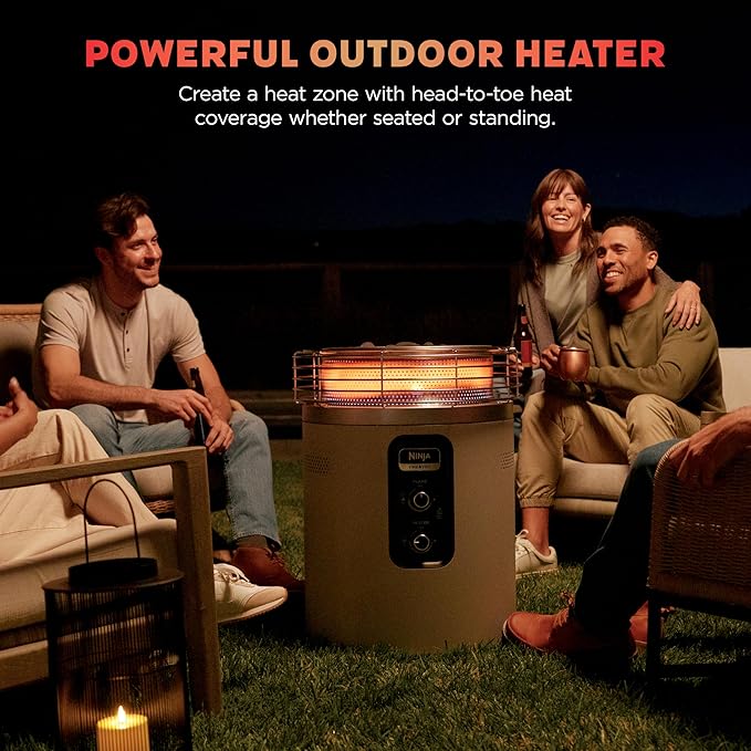 Ninja |Fireside360™ | Outdoor Heater & Fire Pit| 3 Modes: Flame, Heat, Flame & Heat| Portable for Patio, Deck, Camping, Beach | Easy Control Flames & Heat| Push to Start Ignition| Stone | OF101ST