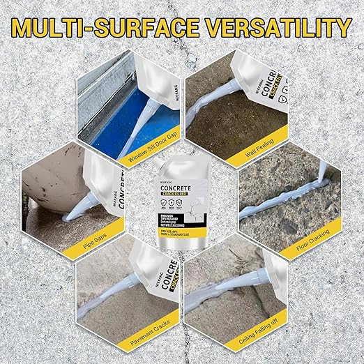 Concrete Crack Filler for Driveway, High Elasticity Cement Crack Filler, Self Leveling Quick Drying Sealing Adhesive for Outdoor, Patio, Waterproof (3.3 LB)