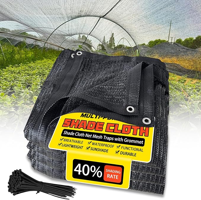 40% Shade Cloth 14x24 FT, Black UV-Resistant Sunblock Mesh Tarp for Garden, Greenhouse, Raised Beds, Vegetables & Flower Shade Cover from Sun