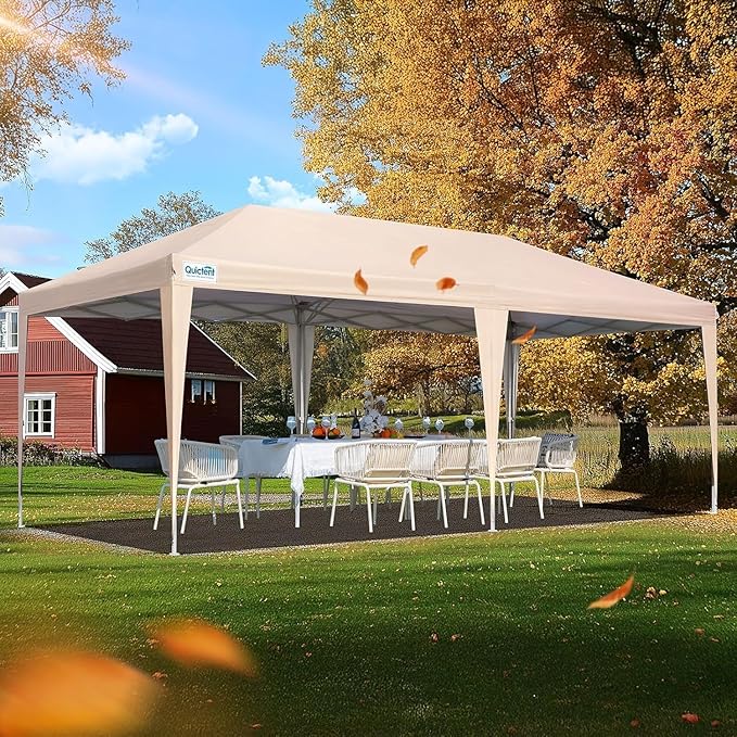 Quictent 10x20 FT Pop up Canopy Tent Without Sidewalls, Easy Setup and Wheeled Bag for Outdoor Event Party Commercial Camping Markets and Instant Shelter