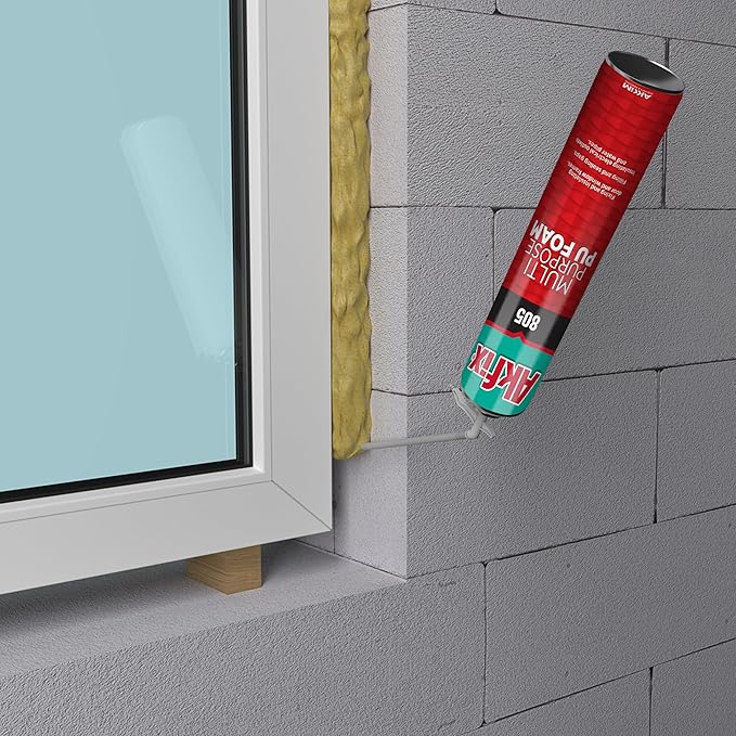 Akfix 805 Gap Filler Polyurethane Expanding Foam Sealant (12x12 Oz.)- Gaps and Cracks Spray Insulation Can, Waterproof Sealant with Straw for Window and Door | 12 Oz. 12 Pack