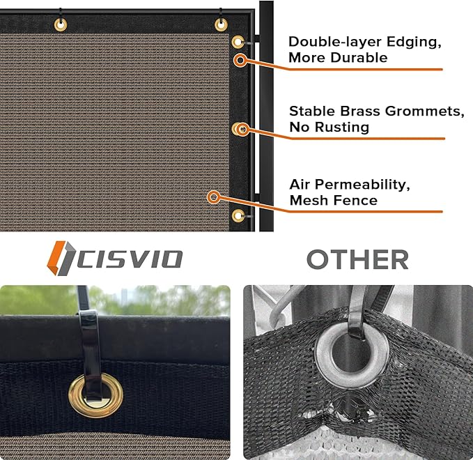 5ftx50ft Fence Privacy Screen Heavy Duty 170 GSM Windscreen & Dustproof Fabric Privacy Screen Covering Mesh Fencing for Outdoor Patio, Balcony, Pool Deck, Brown