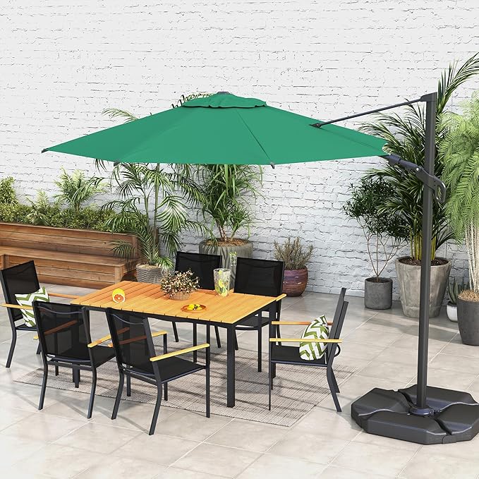 Abba Patio 10FT Vienna Offset Patio Umbrella Outdoor Cantilever Umbrella with 360° Rotation Design and Easy Tilt Adjustment UV 50+ Protection 8 Ribs for Backyard Garden Deck Pool Patio, Dark Green