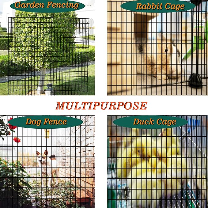 Black Metal Garden Fence, 60inch(H) x 50ft(L), 2 inch x 3 inch,14GA 2/3/4/5/6 Ft Tall Chicken Wire PVC Coated Welded Wire Mesh Roll for Dogs Border Yard Vegetable Plant Protection Poultry Netting