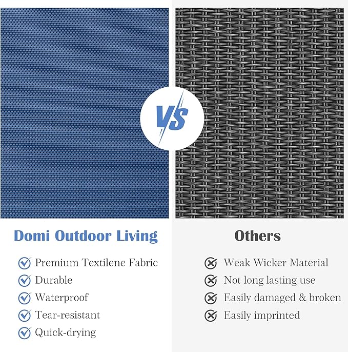 Domi Outdoor Lounge Chair, Aluminum Plastic Patio Chaise Lounge with Side Table & 5 Position Adjustable Backrest & Wheels, All Weather Pool Reclining Chair for Outside Beach Poolside Lawn, Navy Blue