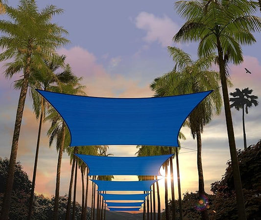 Amgo Custom Size 8' x 8' Blue Rectangle Square Sun Shade Sail UPF50+ AGTAPR1620, Order to Make Canopy Awning, 95% UV Blockage, Water & Air Permeable, Commercial and Residential (We Customize)