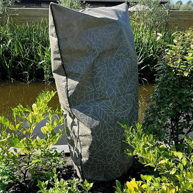 Plant Covers Freeze Protection 47"x71" in 2 Pack | Brown Winter Frost Blankets for Outdoor Plants | Reusable Garden Cover Bags with Zipper Drawstring | Cold Weather Shrub Protection Cloth