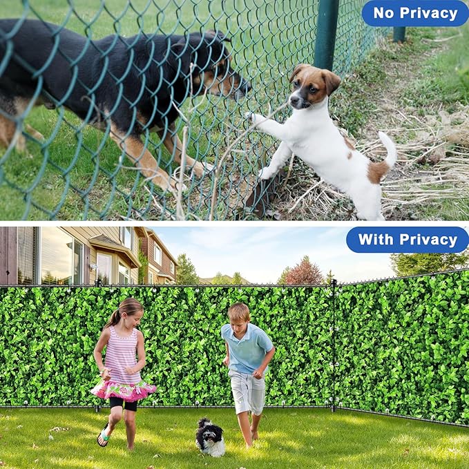 UPGRADE 4'x29'Customized PVC Privacy Fence Screen with Green Leaves Print – Outdoor Waterproof Patio Privacy Cover for Yard, Balcony, Garden Fence Decoration