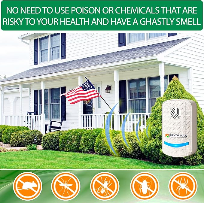RX-24, Ultrasonic Pest Control Repeller - Electronic & Ultrasound, Indoor Plug-in Repellent - Get rid of - Rodents, Mice, Squirrels, Bats, Insects, Bed Bugs, Ants, Fleas, Spiders, Roaches (2Pack)