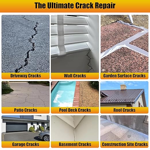 Concrete Crack Filler, Self Leveling Cement Crack Sealant, Quick-Drying Sealing Adhesive Repair Sealer for Driveways, Sidewalks, Patios, Waterproof Outdoor Joint Caulking Glue, Gray