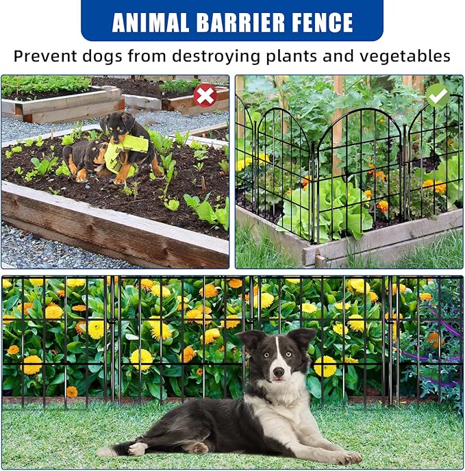 26 Pack Decorative Garden Fence, 17in X 28ft Arched No Dig Fence Border, Garden Edging Border, Rustproof Metal Animal Barrier with Ground Stake for Dog, Rabbit, Outdoor Yard Patio Decor
