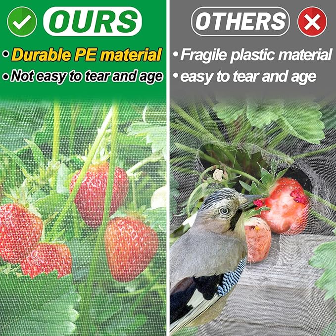 8x20ft Large Garden Netting - Ultra Fine Mesh Plant Covers to Keep Small Animals Pest Out, Bird Barrier for Protecting Vegetables Fruits Flowers Raised Beds (Without Pole)