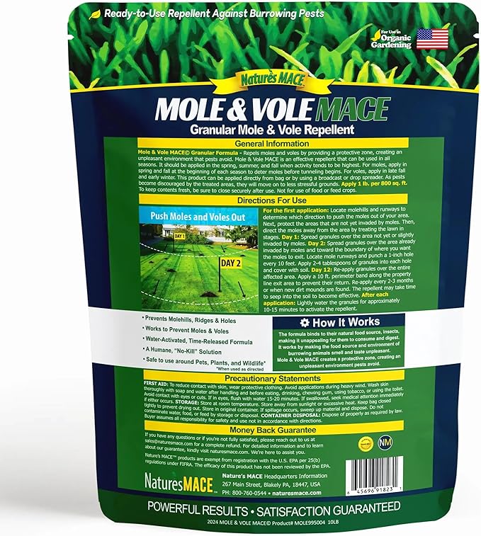 Nature's MACE Mole & Vole MACE – Yard & Garden Granules, Castor Oil Formula, Outdoor Use, Plant & Pet Safe, 160 Fl Oz (Pack of 1)