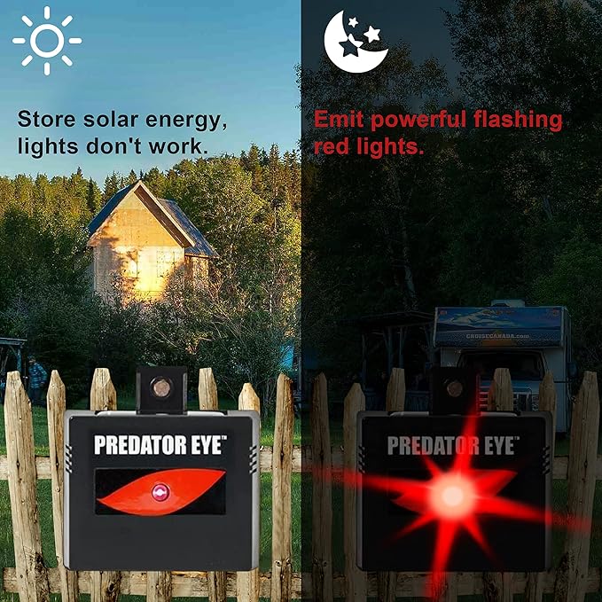 ASPECTEK Solar Predator Eye Animal Deterrent – Rechargeable Waterproof Nighttime Repellent Light for Coyote, Deer, Raccoon, Cat, Skunk – 2-Pack for Outdoor Use