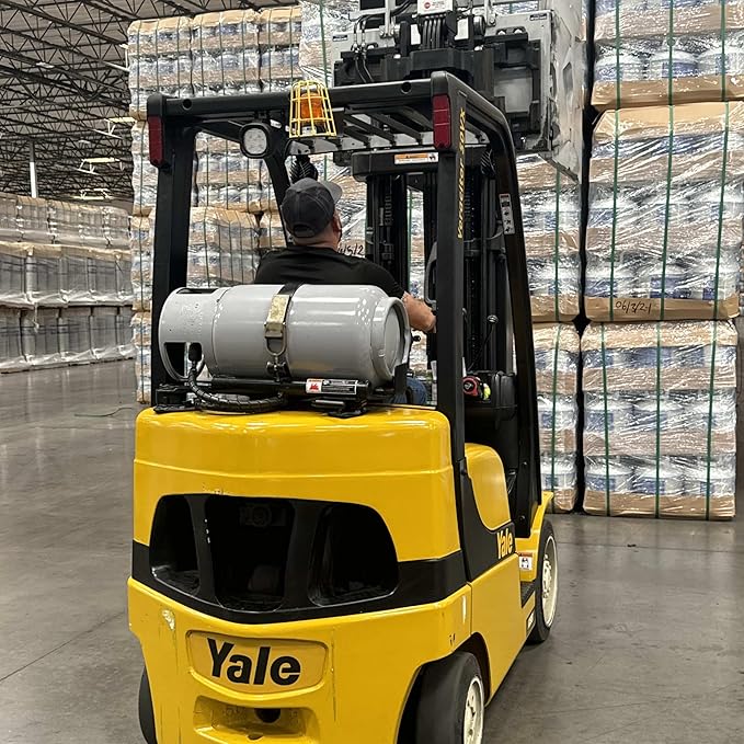 Flame King YSN335 - 33.5LB Steel Forklift Propane Tank Cylinder with Built-in Gauge, Gray