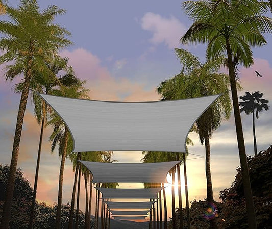 Amgo Custom Size 9' x 12' Grey Rectangle Square Sun Shade Sail UPF50+ AGTAPR1620, Order to Make Canopy Awning, 95% UV Blockage, Water & Air Permeable, Commercial and Residential (We Customize)