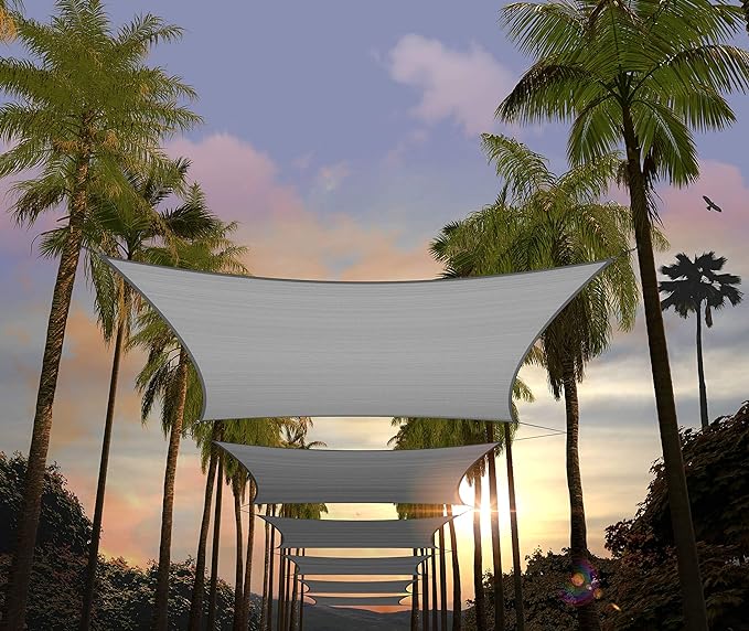 Amgo Custom Size 10' x 17' Grey Rectangle Square Sun Shade Sail UPF50+ AGTAPR1620, Order to Make Canopy Awning, 95% UV Blockage, Water & Air Permeable, Commercial and Residential (We Customize)
