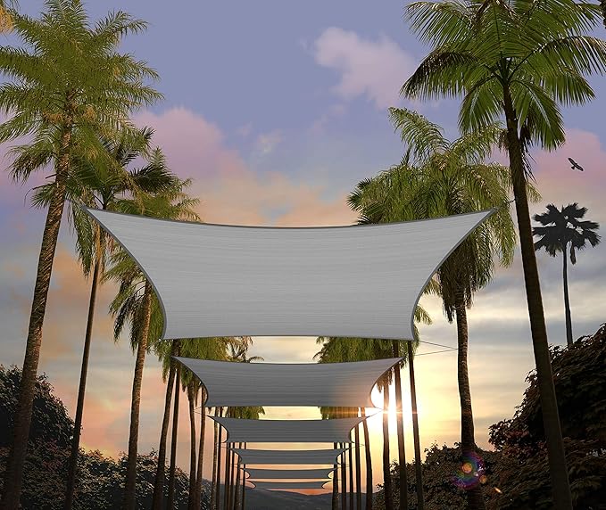 Amgo Custom Size 15' x 21' Grey Rectangle Square Sun Shade Sail UPF50+ AGTAPR1620, Order to Make Canopy Awning, 95% UV Blockage, Water & Air Permeable, Commercial and Residential (We Customize)