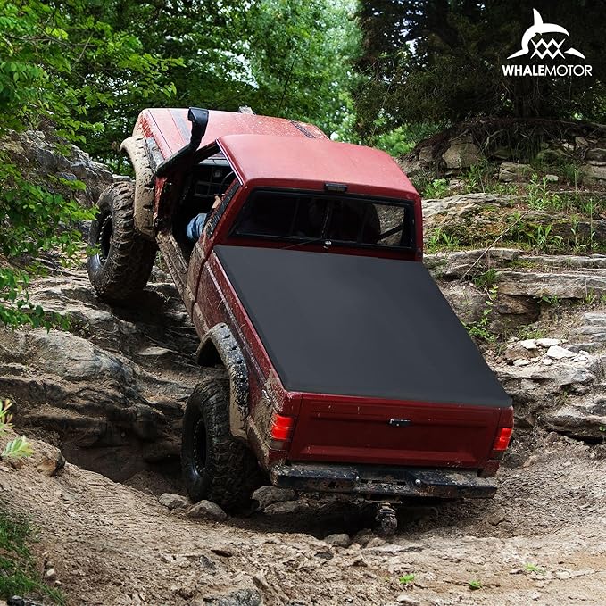 Truck Bed Tonneau Cover Compatible with Chevy Silverado & GMC Sierra 1500 2500 3500 HD 2010-2025 8 ft Long Box(No CarbonPro Bed), Soft Folding Style((Quad Fold)