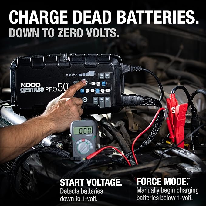 NOCO GENIUSPRO50: 50A 6V/12V/24V Professional Smart Battery Charger – Maintainer, Desulfator & Power Supply with Overcharge Protection & Thermal Compensation – for Lead-Acid & Lithium Batteries