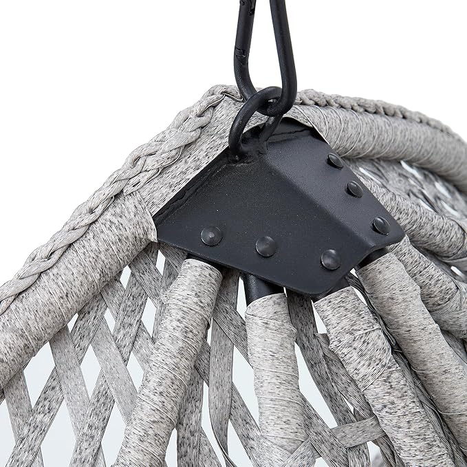 Egg Swing Chair Outdoor with Stand, Hanging Egg Rattan Basket Chair with Cushion and Pillow, Lounge Chairs, Foldable Basket and Metal Stand for Porch, Patio, Bedroom, Balcony,Yard (Grey)