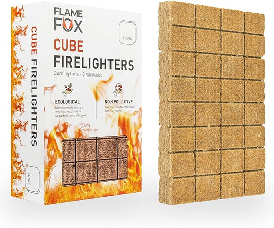 Flamefox Fire Cubes 96pcs - Quick Lighting Fire Starter for Fireplace, Wood Stove, BBQ, Camping - Easy Ignition, Long & Clean Burning, Weather Resistant Fire Lighter